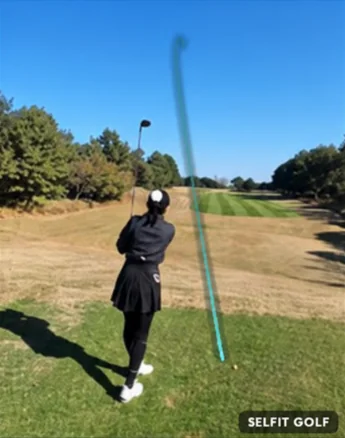 A shot video with the ball's flight path drawn over it